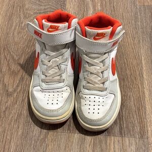 Nike Kids White and Red High-Top Sneakers